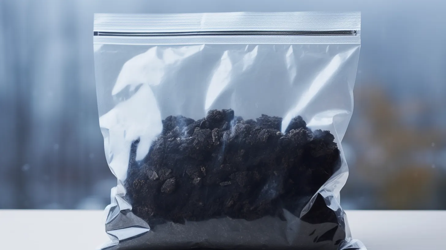 Pure biological soil sample packed in a plastic bag.
