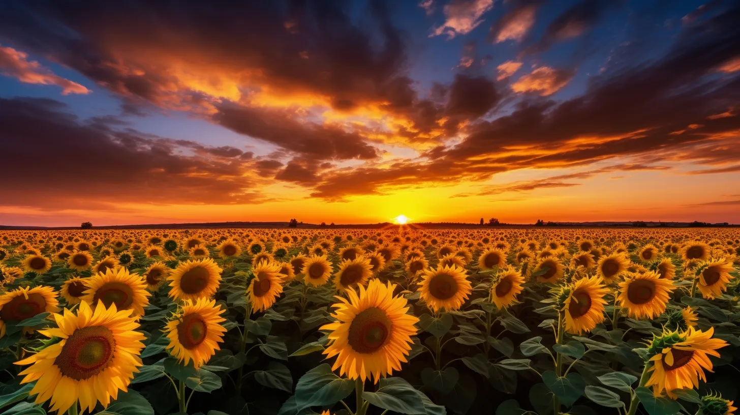 A beautiful and vibrant field filled with sunflowers.
