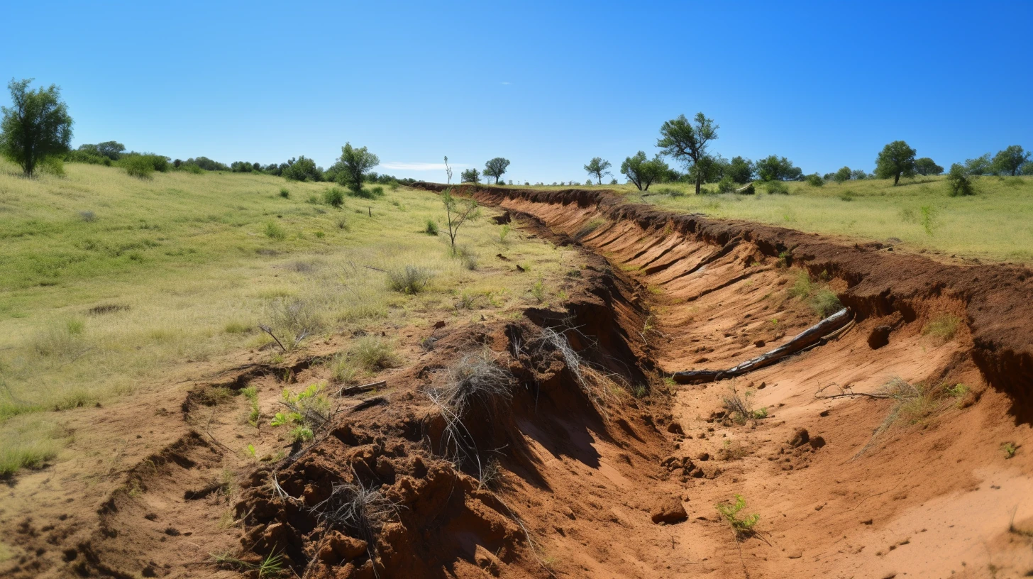 Agricultural soil degradation and erosion due to conventional farming practices.